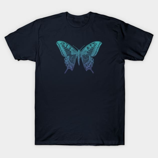 Blue butterfly T-Shirt by Blacklinesw9